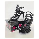 Unworn Eye Candie strappy black heels