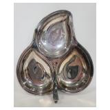 Solverplated 3 compartment leaf dish