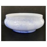 Blue and white decorative art glass bowl