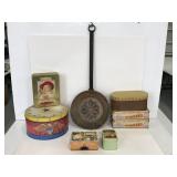 Lot of 7 tins with wall hanger