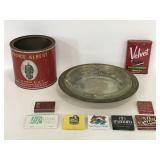 Vintage assorted tobacco items with matches