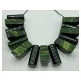 Emerald green marbled Bakelite beads