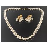 Vintage faux pearl necklace & earrings set