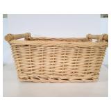 Wicker basket with wood handles
