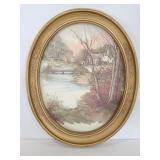 Frank Massa cottage print in oval frame