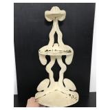 Vintage shabby chic wood 3 shelf corner shelf