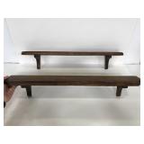 Two hanging wood shelves