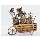 Bronze/copper flower cart art
