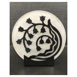 Metal and frosted glass tealight candle holder