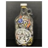 Dark Horse Brewing Co. glass jug of bottle caps