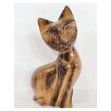 Carved wood cat figure