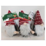 Three gnome stuffed ornaments