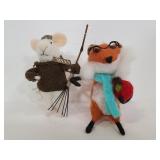 Primitives by Kathy small felted fox and mouse