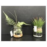 Two Primitives by Kathy faux plants in glass jars