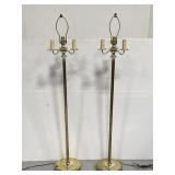 Pair of vintage two-tone metal 4-bulb floor lamps