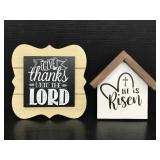 Two religious home decor wood signs