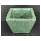 New England pottery green square planter