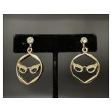 Quirky rhinestone cat eye earrings