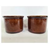 Two brown glaze pottery cups