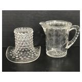 Glass hobnail & creamer