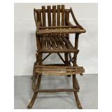 Vintage folk art rustic wood high chair