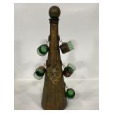 Vintage Italian leather decanter w/ shot glasses