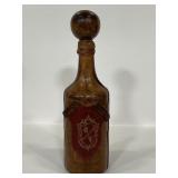 Leather wrapped glass decanter bottle - Italy