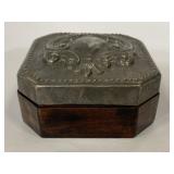 Unique wood box w/ embossed metal top - India
