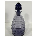 Purple glass beehive decanter bottle