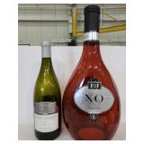 Glass Concannon bottle & large faux brandy bottle