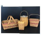 Lot of 4 longaberger baskets with 2 dividers