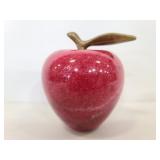 Marble apple with brass leaf