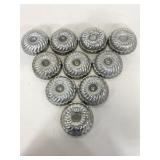Ten aluminum mini Bundt cake molds