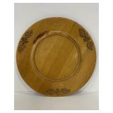 Vintage round handcarved wood platter