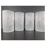 Set of 4 Prima frosted glass Flamingo glasses