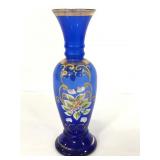 Bohemian Czech cobalt blue art glass vase
