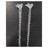 Pair of glass dove icicle swizzle sticks