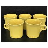 Set of 5 fiesta yellow ceramic mugs