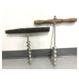 Pair of large vintage hand drills