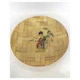 Vintage bamboo oriental decorated serving tray