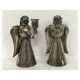 Pair of silver plated on brass candle holders