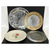 Four assorted serving plates & 1 irvinware tray