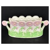 Ceramic pink daisy planter