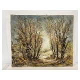 Original fall trees textured canvas painting