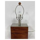 Modern wood & metal square table lamp