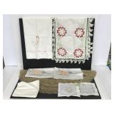 Vintage embroidered table linens & pillowcase