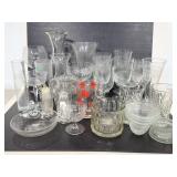 Collection of assorted etched & cut glass items