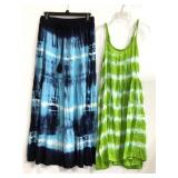 New with tags blue tie-dye skirt & green dress
