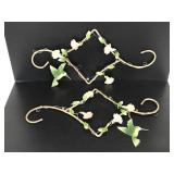Pair of metal hummingbird wall art hangers
