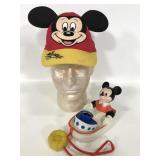 Vintage Mickey Mouse baseball cap & barge